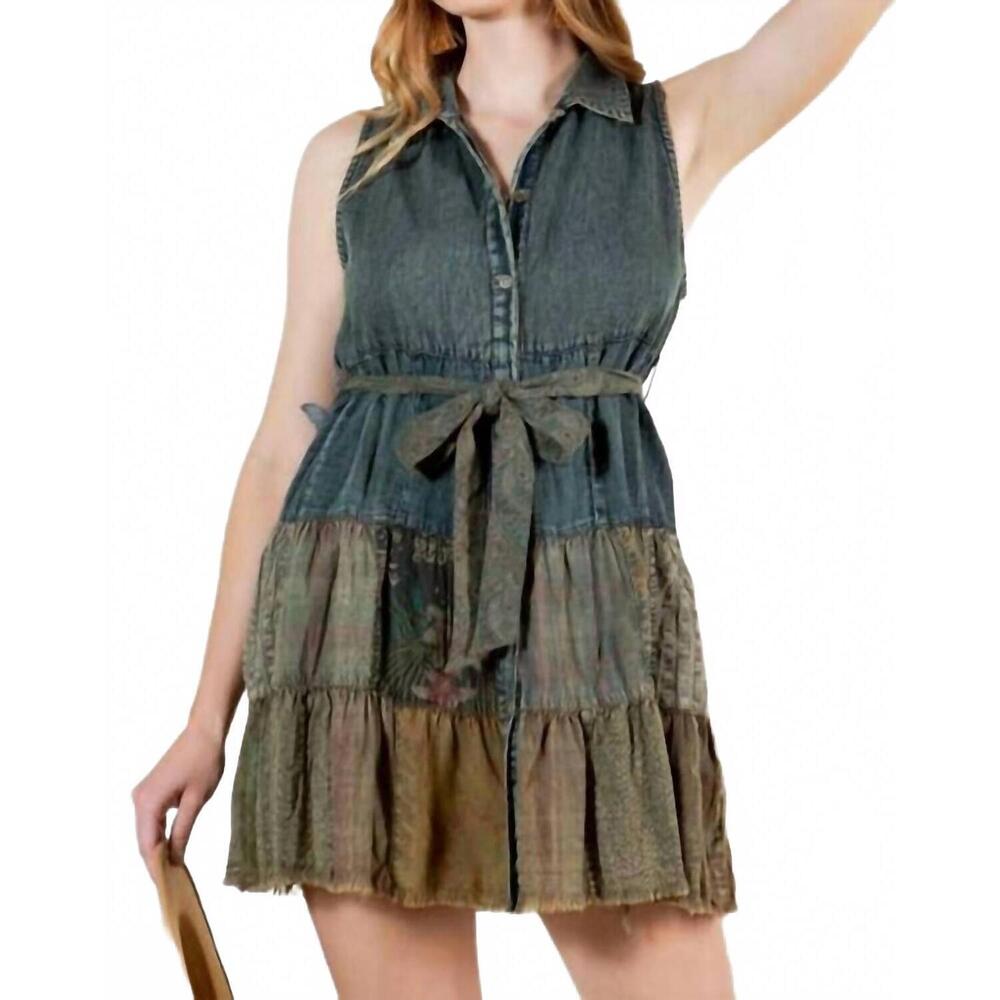NEW YOUNG THREADS sleeveless mini dress in multi